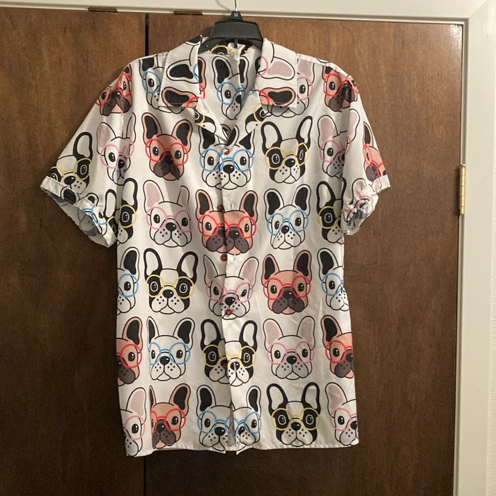 Men's Multicolor French Bulldog Print Shirt
